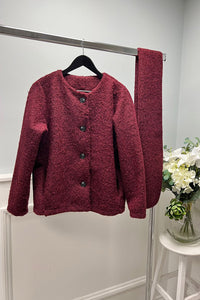 Textured wool-blend jacket with matching scarf