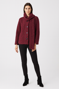 Textured wool-blend jacket with matching scarf