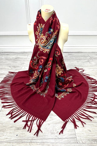 Paisley Embroidered Scarf