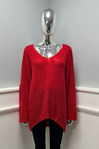 fuzzy V-neck sweater: Bold Comfort in Soft Knit