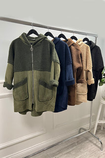 hooded sherpa-style coat: Cozy Layers