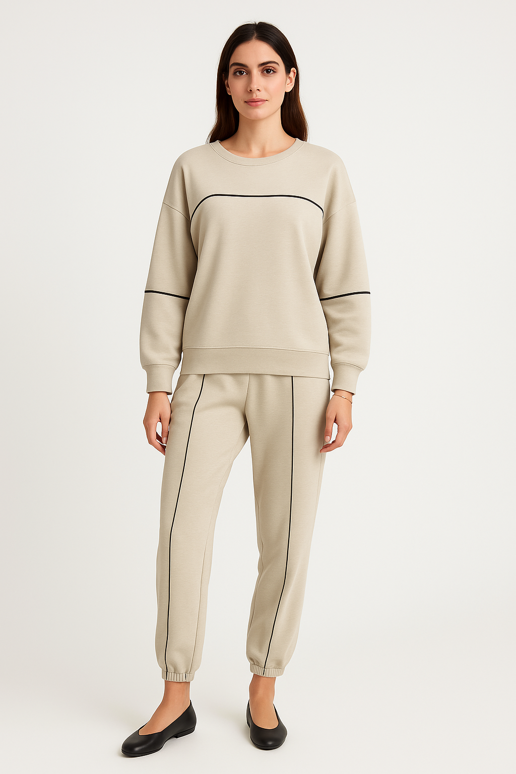 Round Neck, Elasticated Waist, Two Pocket Set