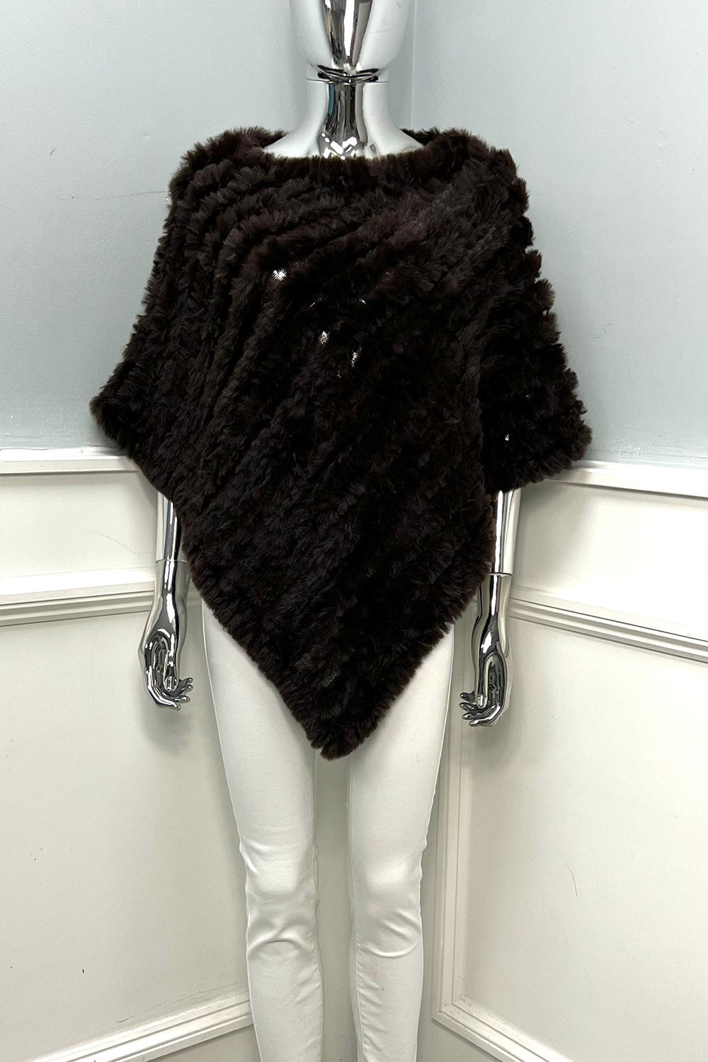 Plush Faux-Fur Textured Poncho