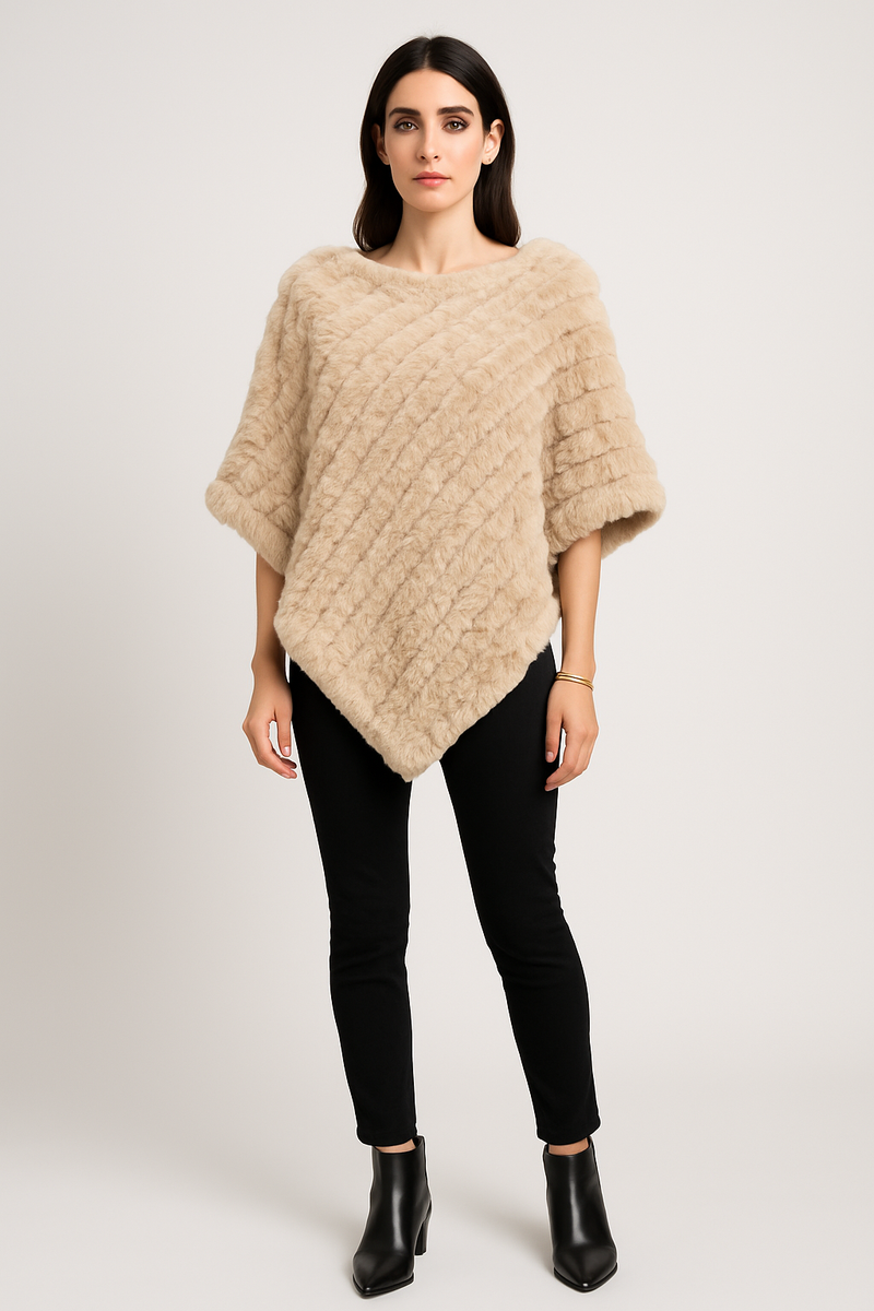 Plush Faux-Fur Textured Poncho