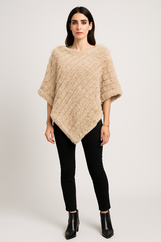 Plush Faux-Fur Textured Poncho