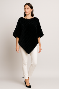 Plush Faux-Fur Textured Poncho