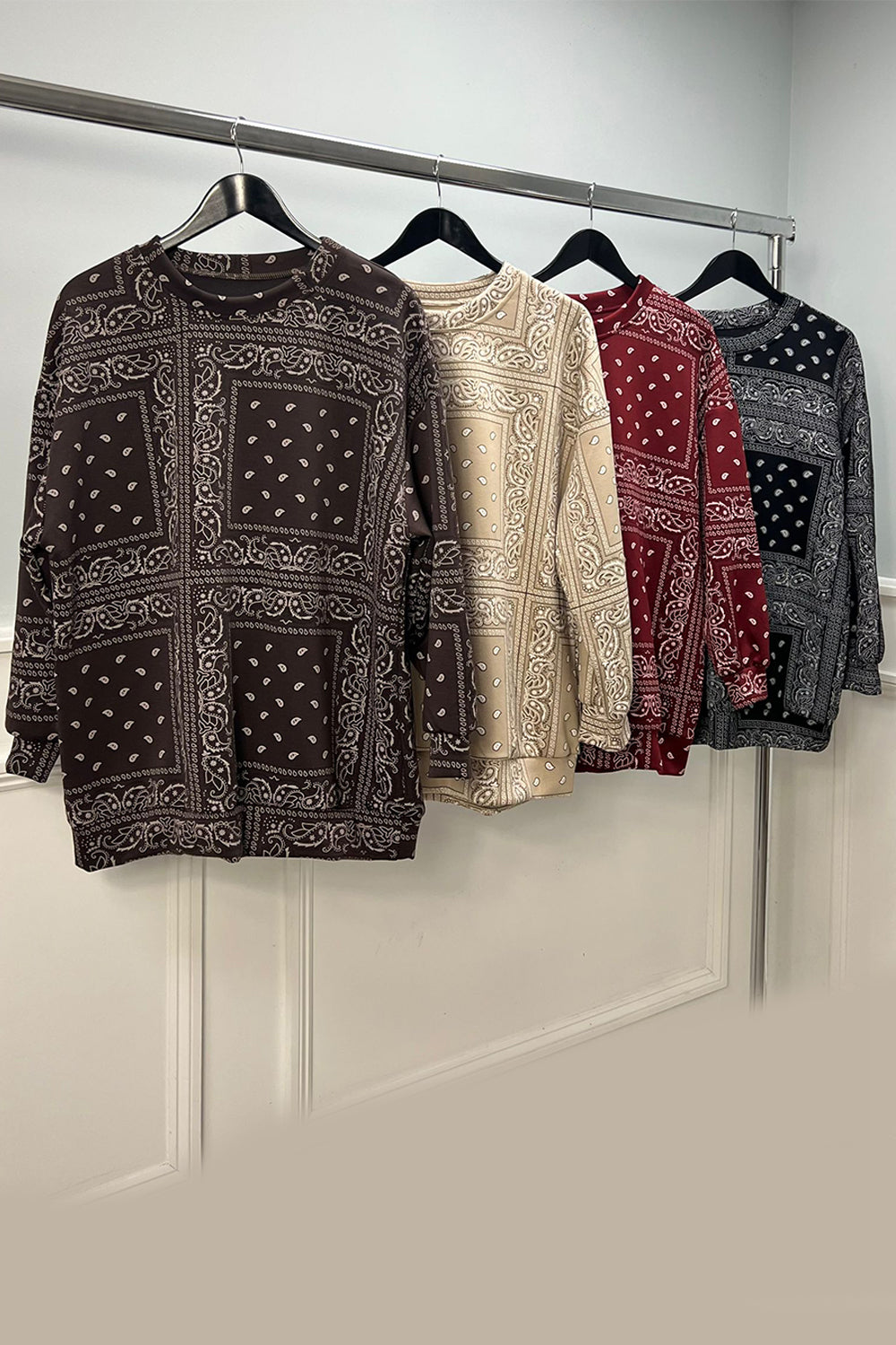 Oversized Bandana Print Sweater, Material: Soft, mid-weight knit