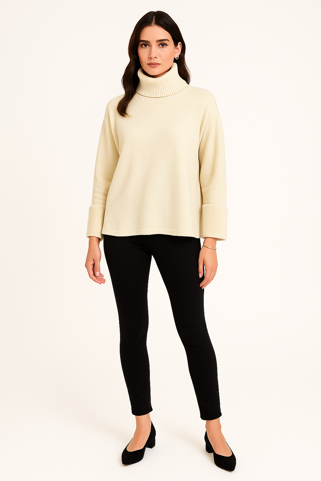 Ribbed turtleneck , Long Sleeves , relaxed fit jumper