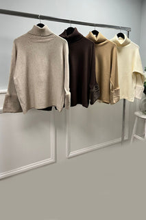 Ribbed turtleneck , Long Sleeves , relaxed fit jumper