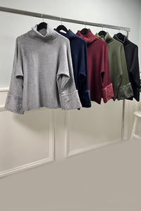 Ribbed turtleneck , Long Sleeves , relaxed fit jumper
