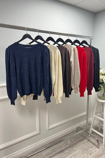 Shimmer-Fleck Soft Knit Sweater