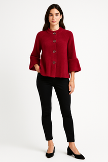 Red Jacket – Button Front with Flared Sleeves