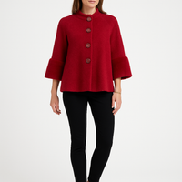 High Neck, Fur Cuff Detailed, Chenille & Nylon Knitted Jacket