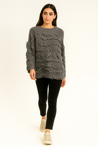 Round Neck, Lana Wool, Viscose & Acrylic Knitted Jumper