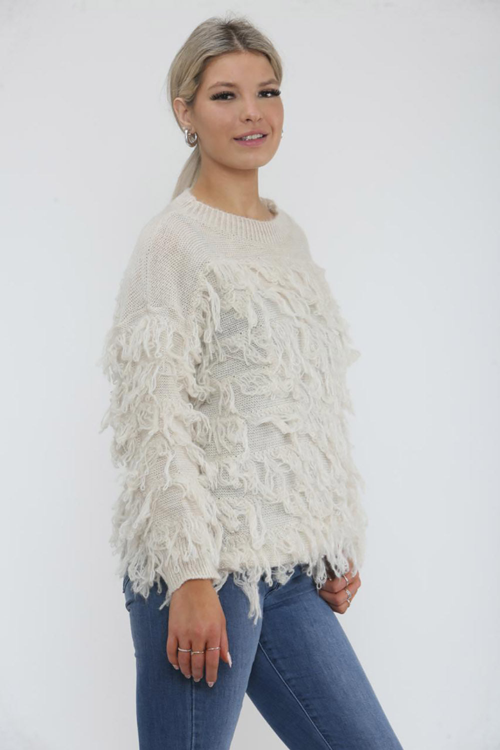 Round Neck, Lana Wool, Viscose & Acrylic Knitted Jumper