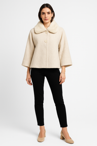 Wool-blend , Faux Fur&nbsp; jacket with wide sleeves