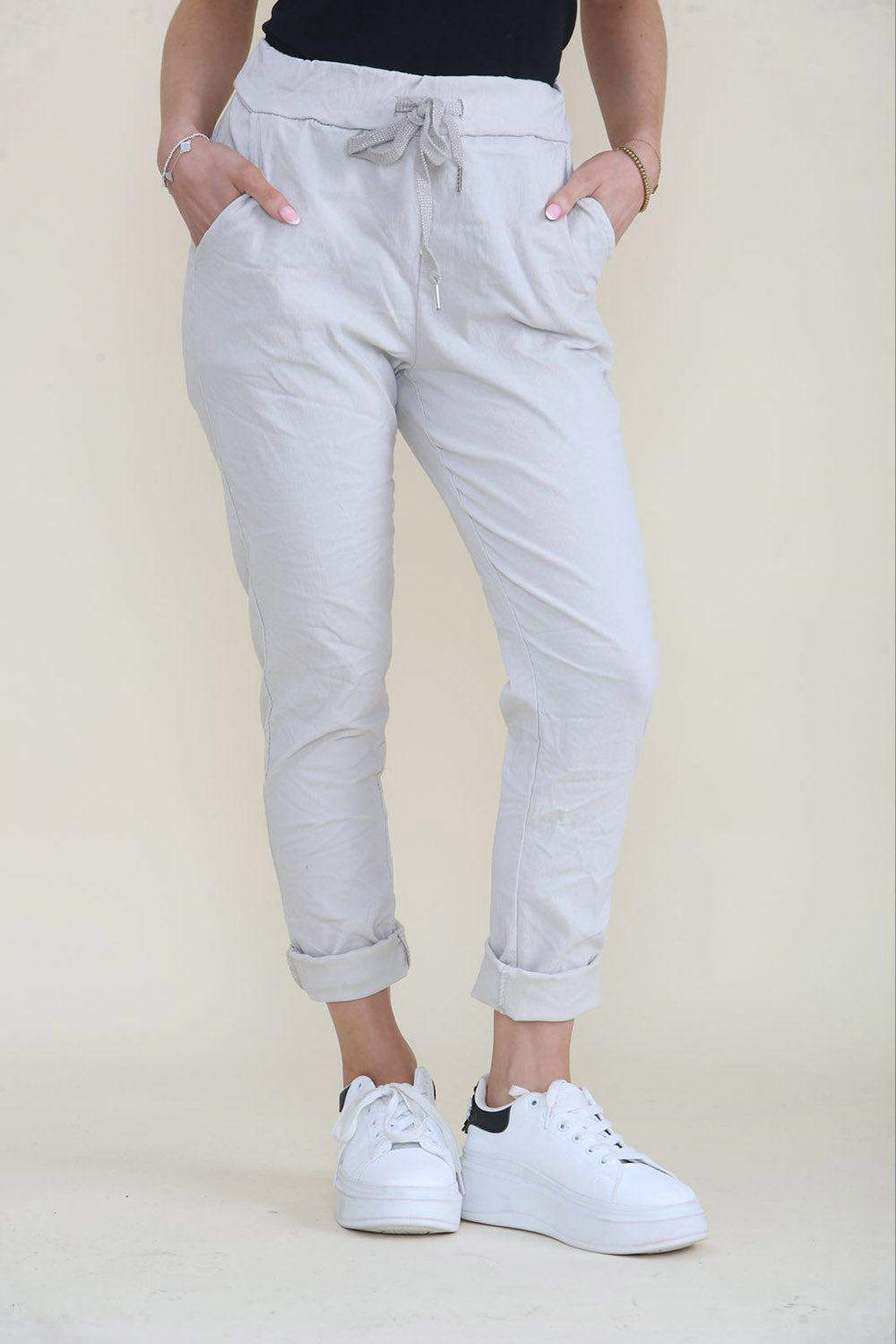 Drawstring Jogger Pants Elasticated Waist, Two Pocket, Magic Trouser