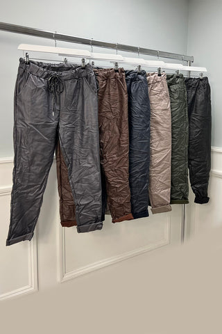 Elasticated Waist, Drawstring Detailed, Two Pocket PU Magic Trouser