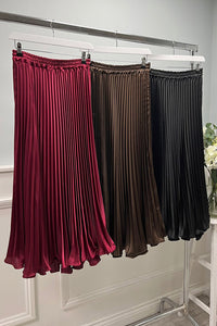 Waist, Pleated Satin Skirt