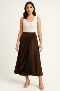 Waist, Pleated Satin Skirt