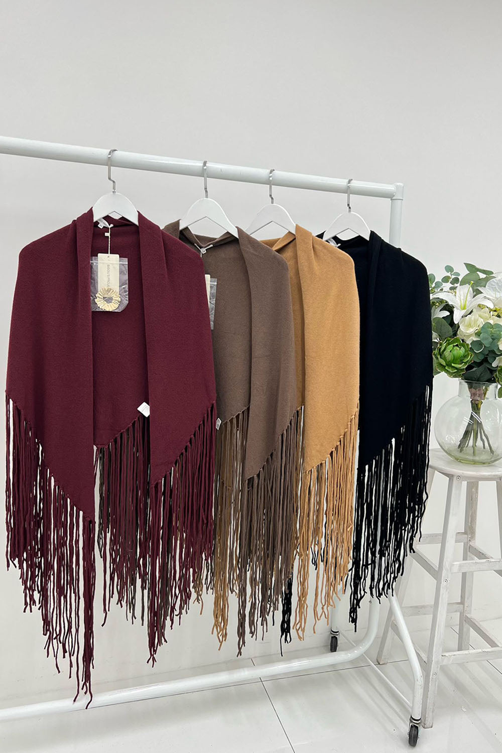 Fringed  Cape with Gold Brooch