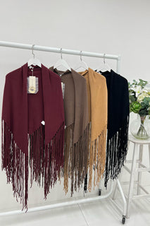 Fringed  Cape with Gold Brooch