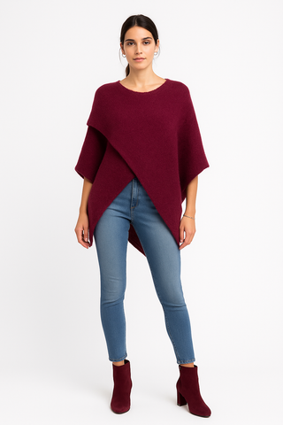 Round Neck, Mohair, Lana Wool, Acrylic & Polymide Knitted, Wrapover Jumper