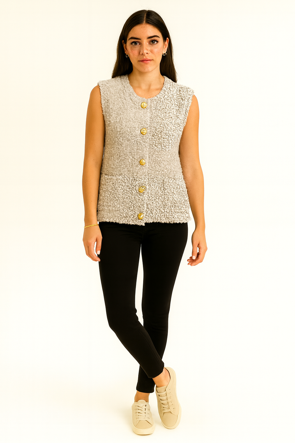 Alpaca 5%, Lana Wool & Viscose Knitted, Two Pocket Waistcoat