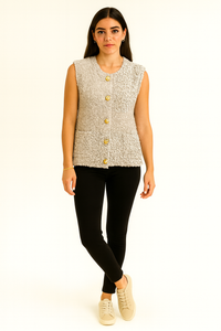 Alpaca 5%, Lana Wool & Viscose Knitted, Two Pocket Waistcoat