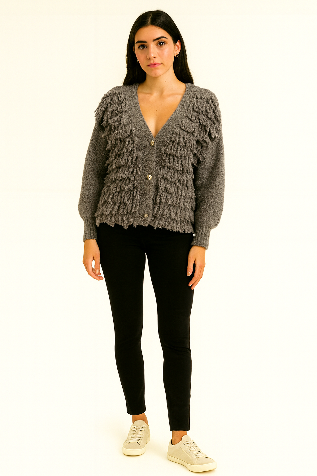 Alpaca 5%, Lana Wool & Viscose Knitted Cardigan