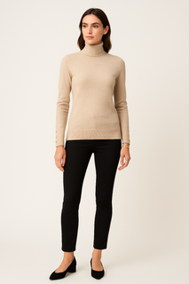 Golden Button Deatiled Sleeve, Roll Neck Jumper