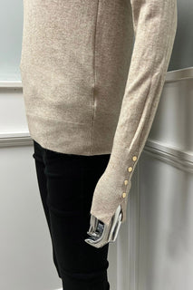 Golden Button Deatiled Sleeve, Roll Neck Jumper