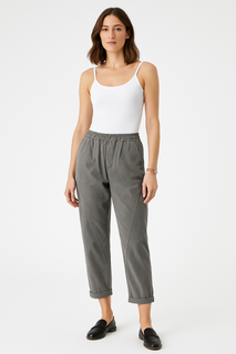 Elasticated Waist, Stretchy Two Pocket Stone Washed Trouser