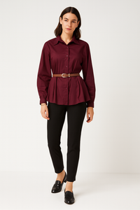 Long sleeves , button-down Shirt with Belts