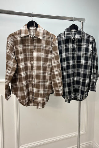 checkered pattern , oversized , button-up shirts