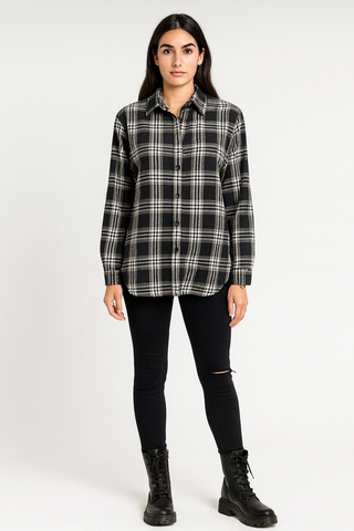 checkered pattern , oversized , button-up shirts