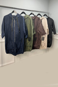 Two Pocket Hooded Rain Mac.