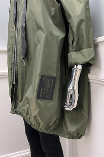 Two Pocket Hooded Rain Mac.