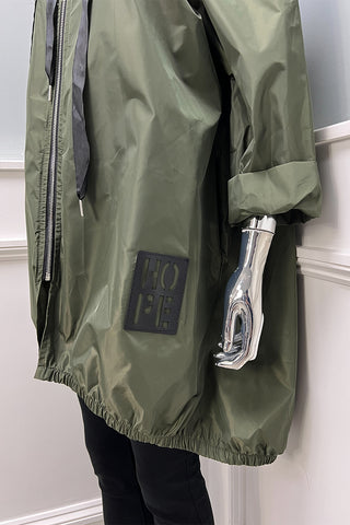 Two Pocket Hooded Rain Mac.
