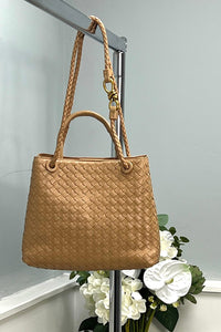 Braided Handle Woven Tote Bag