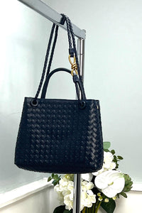Braided Handle Woven Tote Bag