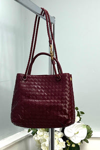 Braided Handle Woven Tote Bag