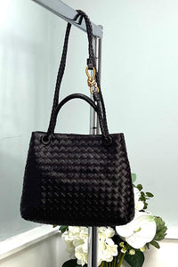 Braided Handle Woven Tote Bag