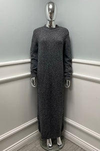 Ribbed Round Neck,Embroidery Flower Sleeve Detailed Knitted Dress