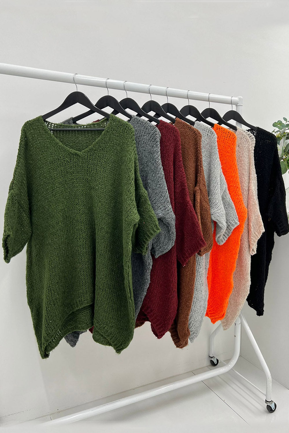 V-Neck, Lana Wool, Viscose & Acrylic Knitted, Oversized Jumper