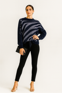 Abstract Zebra Knit Sweater, Material: Soft knit blend