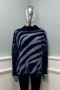 Abstract Zebra Knit Sweater, Material: Soft knit blend