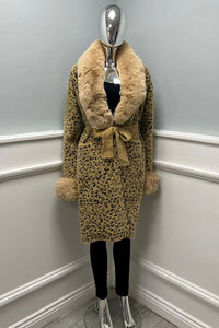 Fur Collared & Cuff, Two Pocket Tie Front Cardigan