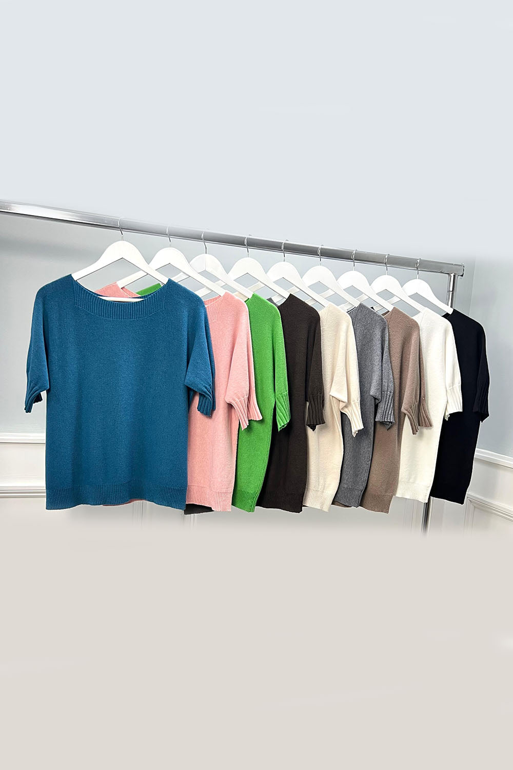 Ribbed Dolman Sweater – Lightweight knit and cozy batwing sleeves.