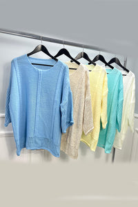 Round Neck, Lana Wool, Acrylic, & Viscose Knitted, Oversized Jumper